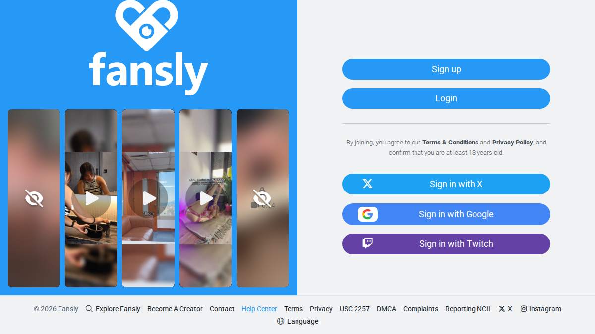 Fansly 웹사이트 미리보기