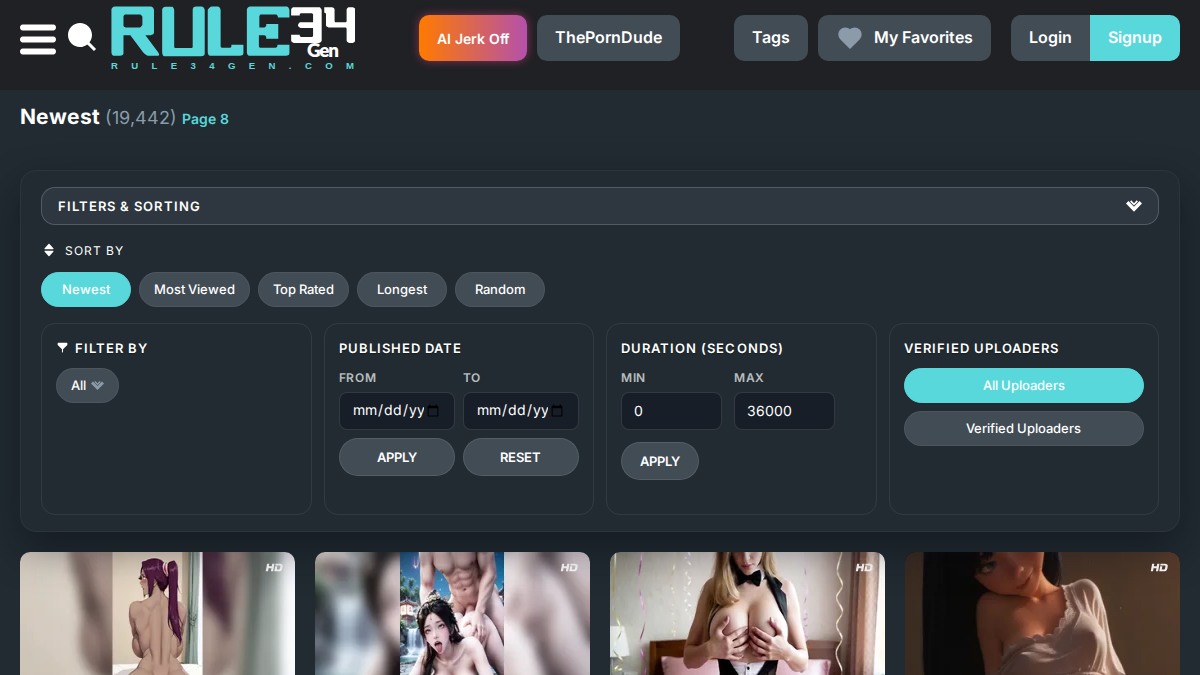 Rule34Video 웹사이트 미리보기