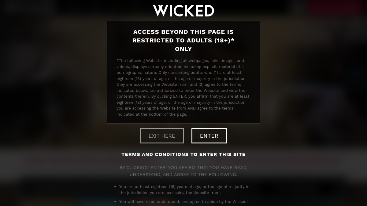Wicked 웹사이트 미리보기